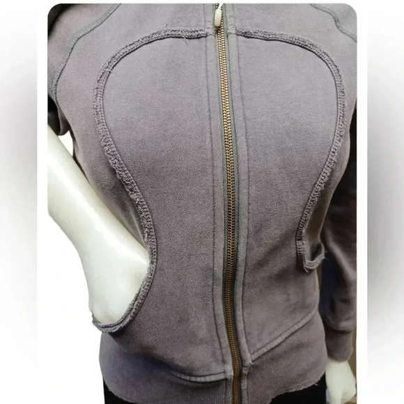 Lululemon Factory Distressed Scuba Hoodie Grey Size 2 - Picture 3 of 10
